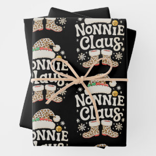 Nonnie Claus Leopard Christmas Matching Family Wrapping Paper Sheet