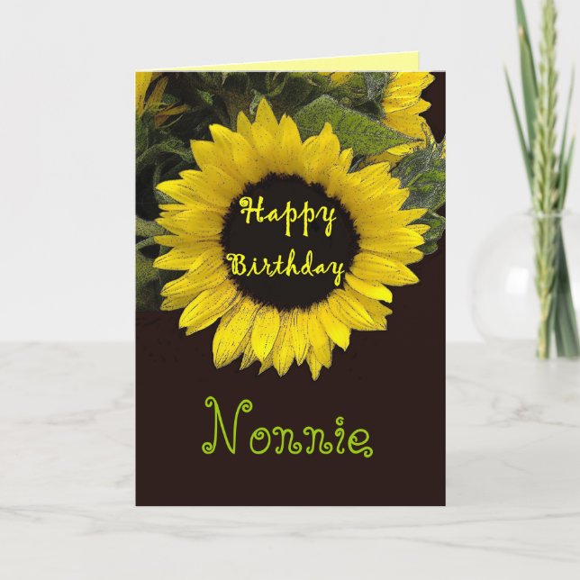 NONNIE Happy Birthday with Cheerful Sunflower Card (Front)