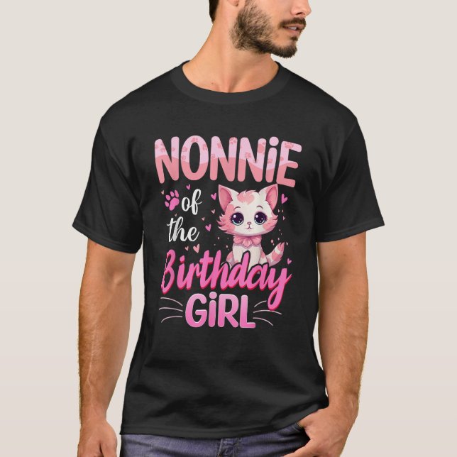 Nonnie Of The Birthday Girl Cute Cat Lover Kitten  T-Shirt (Front)