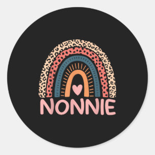 Nonnie rainbow leopard mothers day classic round sticker