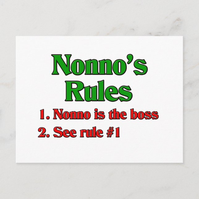 Nonno's (Italian Grandfather) Rules Postcard (Front)