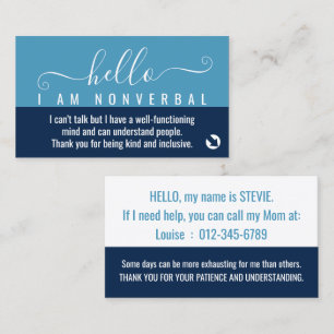 nonverbal awareness and emergency contact  business card