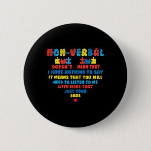 Nonverbyl Heart Puzzle Listen Autism Awareness Kid 6 Cm Round Badge