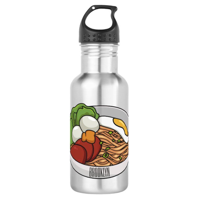 Noodle cartoon illustration  532 ml water bottle (Front)