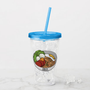 Noodle cartoon illustration acrylic tumbler