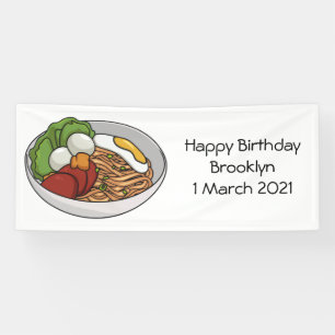 Noodle cartoon illustration banner