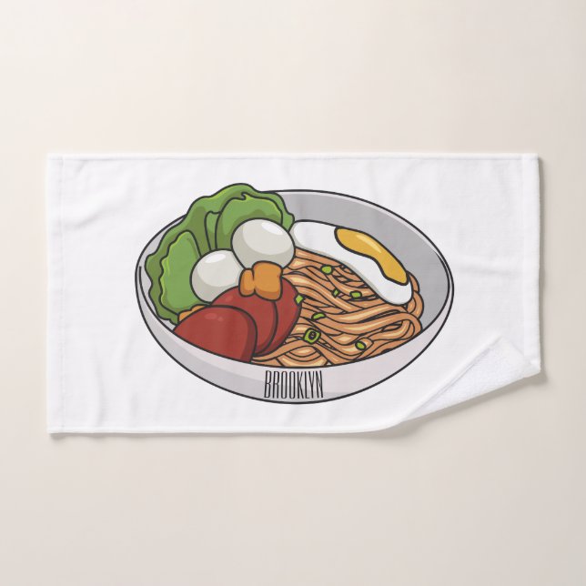 Noodle cartoon illustration bath towel set (Hand Towel)