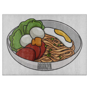 Noodle cartoon illustration  cutting board