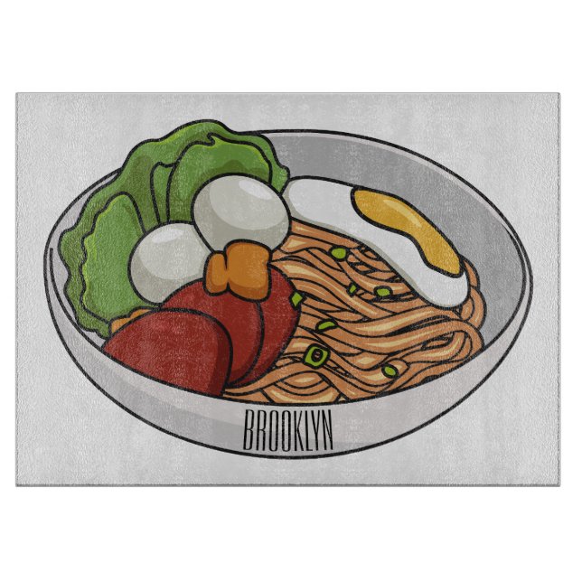 Noodle cartoon illustration  cutting board (Front)