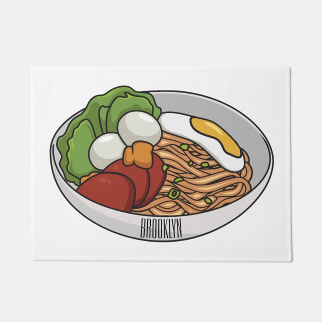 Noodle cartoon illustration  doormat (Front)