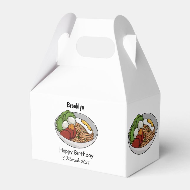 Noodle cartoon illustration favour box (Front Side)