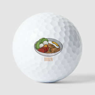 Noodle cartoon illustration golf balls