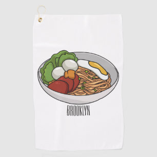 Noodle cartoon illustration  golf towel