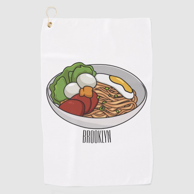 Noodle cartoon illustration  golf towel (Front)
