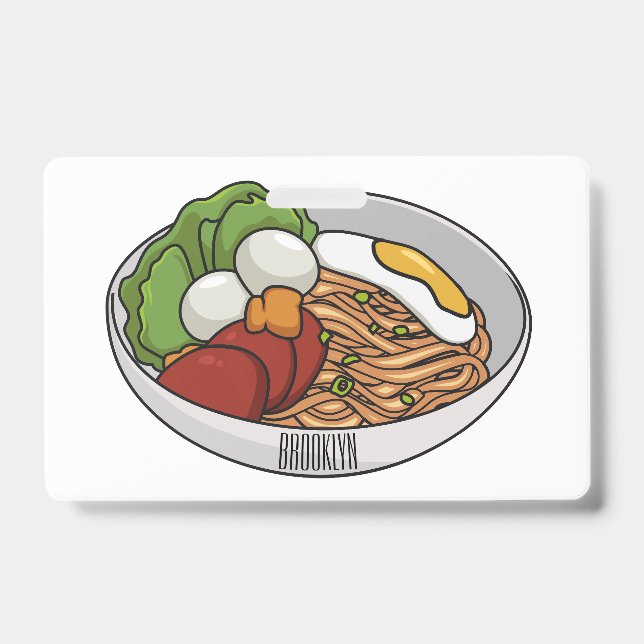 Noodle cartoon illustration  ID badge (Front)