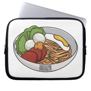 Noodle cartoon illustration  laptop sleeve