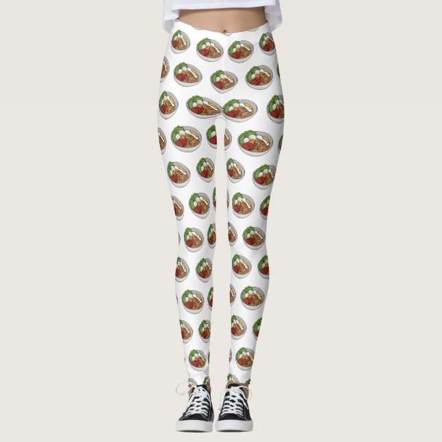 Noodle cartoon illustration  leggings (Front)