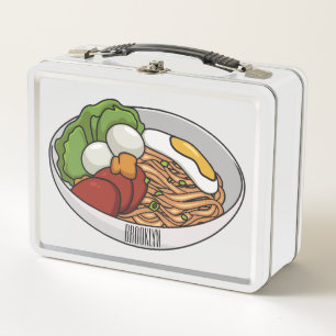 Noodle cartoon illustration metal lunch box