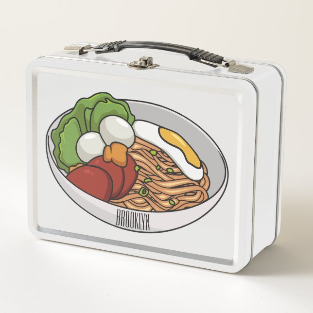 Noodle cartoon illustration metal lunch box (Front)