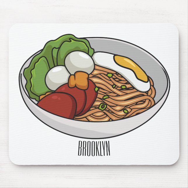 Noodle cartoon illustration  mouse mat (Front)