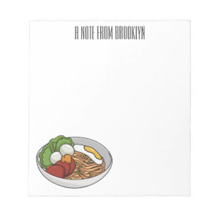 Noodle cartoon illustration  notepad