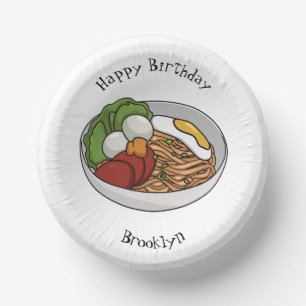 Noodle cartoon illustration paper plate