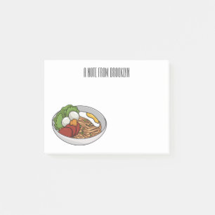 Noodle cartoon illustration post-it notes
