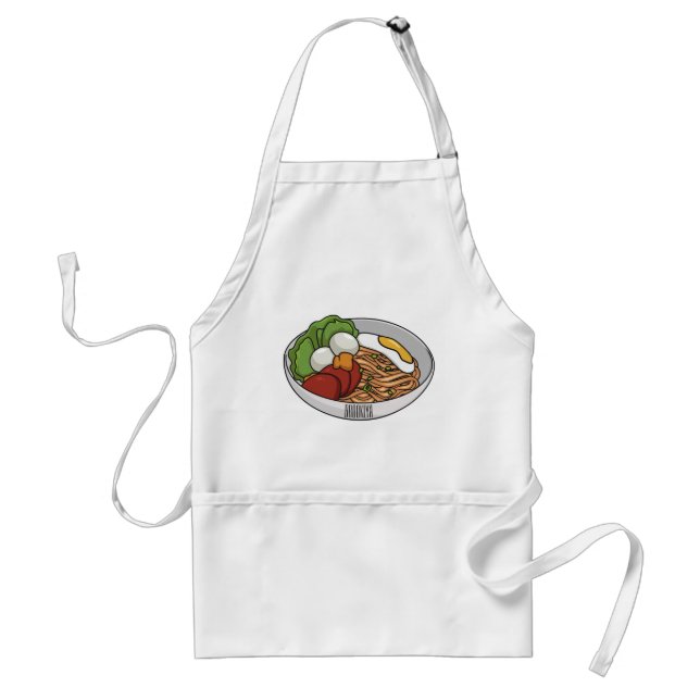Noodle cartoon illustration  standard apron (Front)