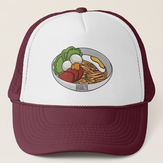 Noodle cartoon illustration trucker hat (Front)
