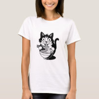 Noodle Cat Shirt, Ramen Cat T-Shirt, Foodie Lover