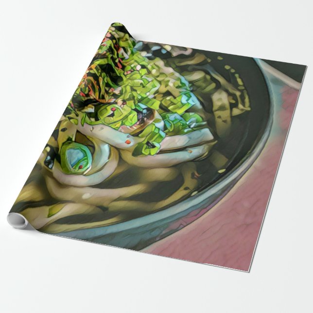 Noodle lover design wrapping paper (Unrolled)