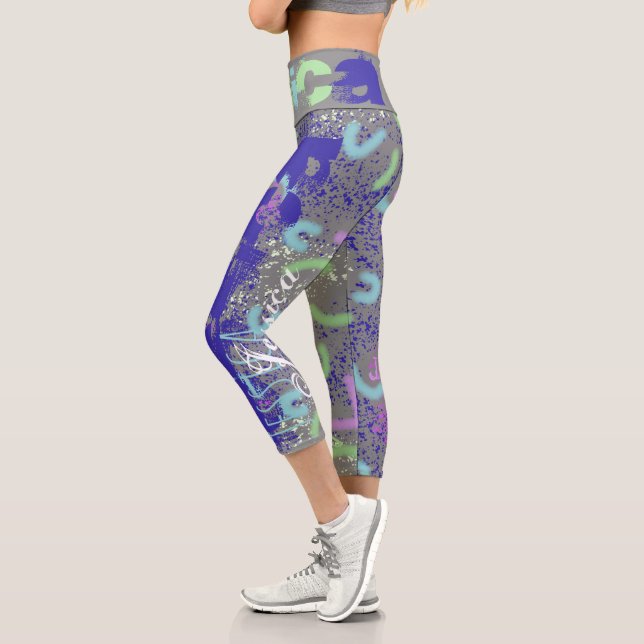 Noodles Abstract Repeating name 7 Letters HWCL Capri Leggings (Left)