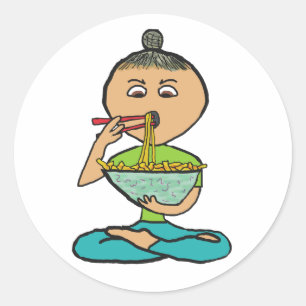 Noodles and Chopsticks Classic Round Sticker