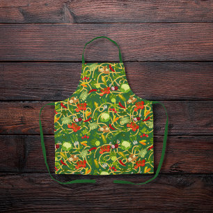 Noodles and colourful vegetables green apron