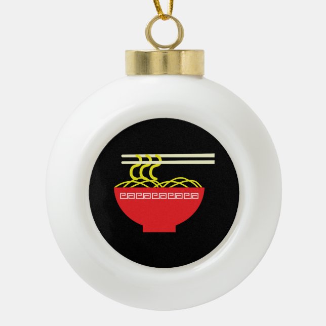 Noodles Ceramic Ball Christmas Ornament (Front)