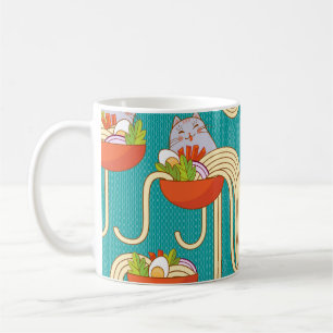Noodles Funny Cats Turquoise Background Coffee Mug