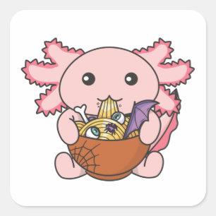 Noodles Japanese Noodles Halloween Axolotl Ramen Square Sticker