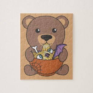 Noodles Japanese Noodles Halloween Bear Eats Ramen Jigsaw Puzzle