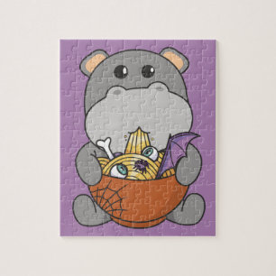 Noodles Japanese Noodles Halloween Hippo Ramen Jig Jigsaw Puzzle