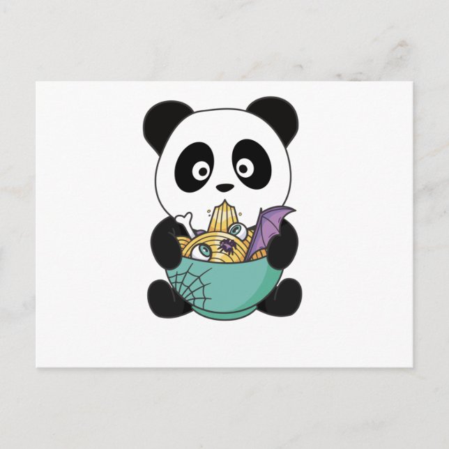 Noodles Japanese Noodles Halloween Panda Ramen Postcard (Front)