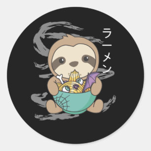 Noodles Japanese Noodles Halloween Sloth Ramen Classic Round Sticker