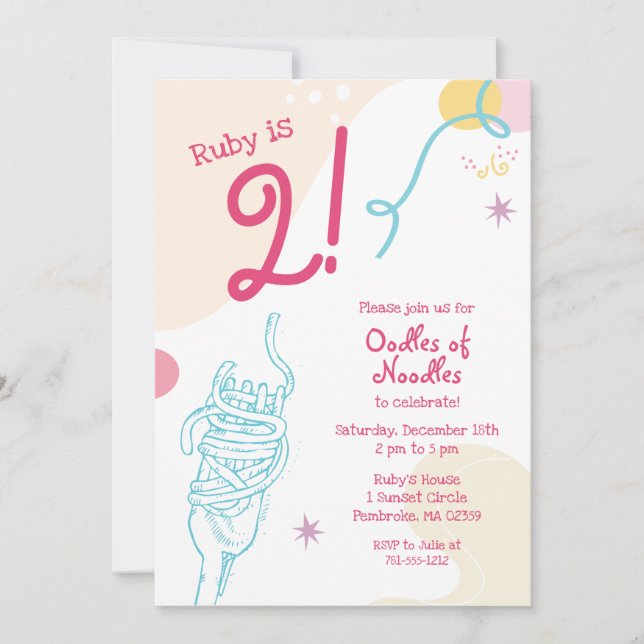 Noodles Kids Birthday Invitation (Front)