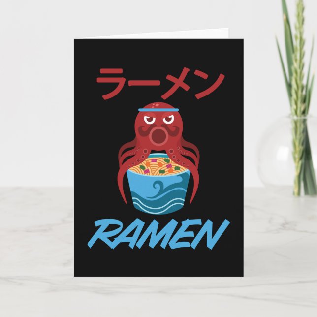 Noodles Octopus Anime Manga Fun Japan Otaku Cat Card (Front)
