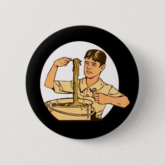 Noodles on Fork: Italian Pasta 6 Cm Round Badge