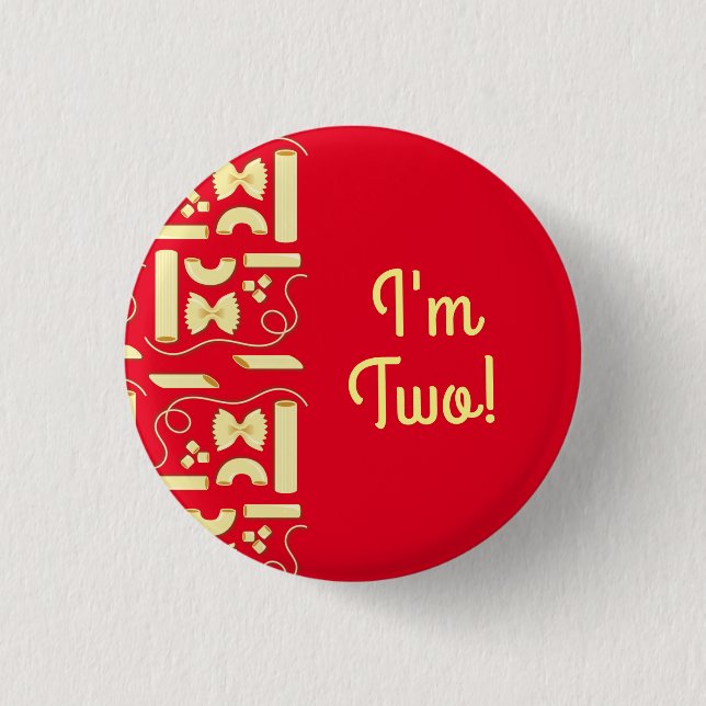 Noodles Pasta Kid 1st Birthday Party Italian 3 Cm Round Badge (Front)