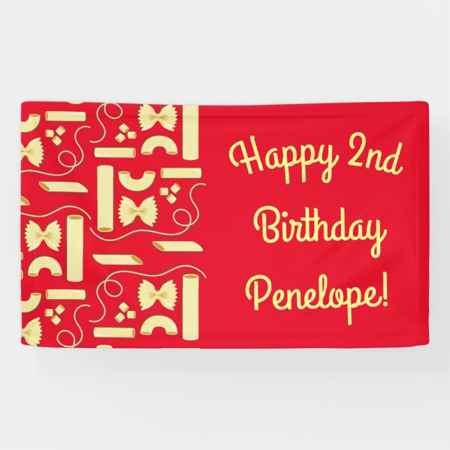 Noodles Pasta Kid 1st Birthday Party Italian Banner (Horizontal)