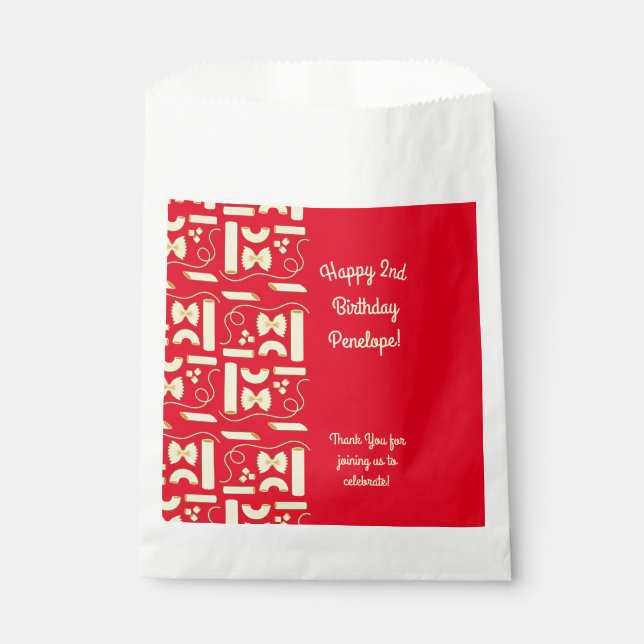 Noodles Pasta Kid 1st Birthday Party Italian Favour Bags (Front)