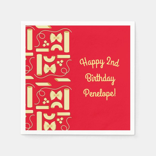 Noodles Pasta Kid 1st Birthday Party Italian Napkin (Front)