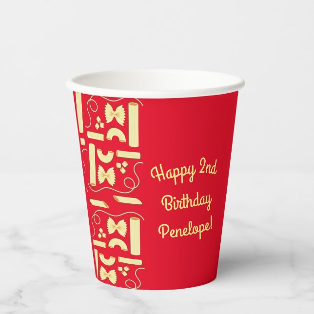 Noodles Pasta Kid 1st Birthday Party Italian Paper Cups (Front)