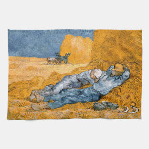 Noon, rest from work by Vincent Van Gogh Tea Towel